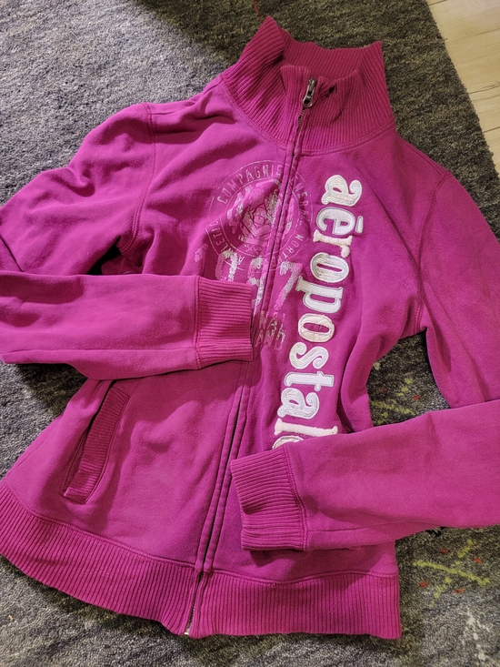Aeropostale Sweaters - Aeropostale Magenta Full-Zip Logo Jacket ♡ Vintage Y2k